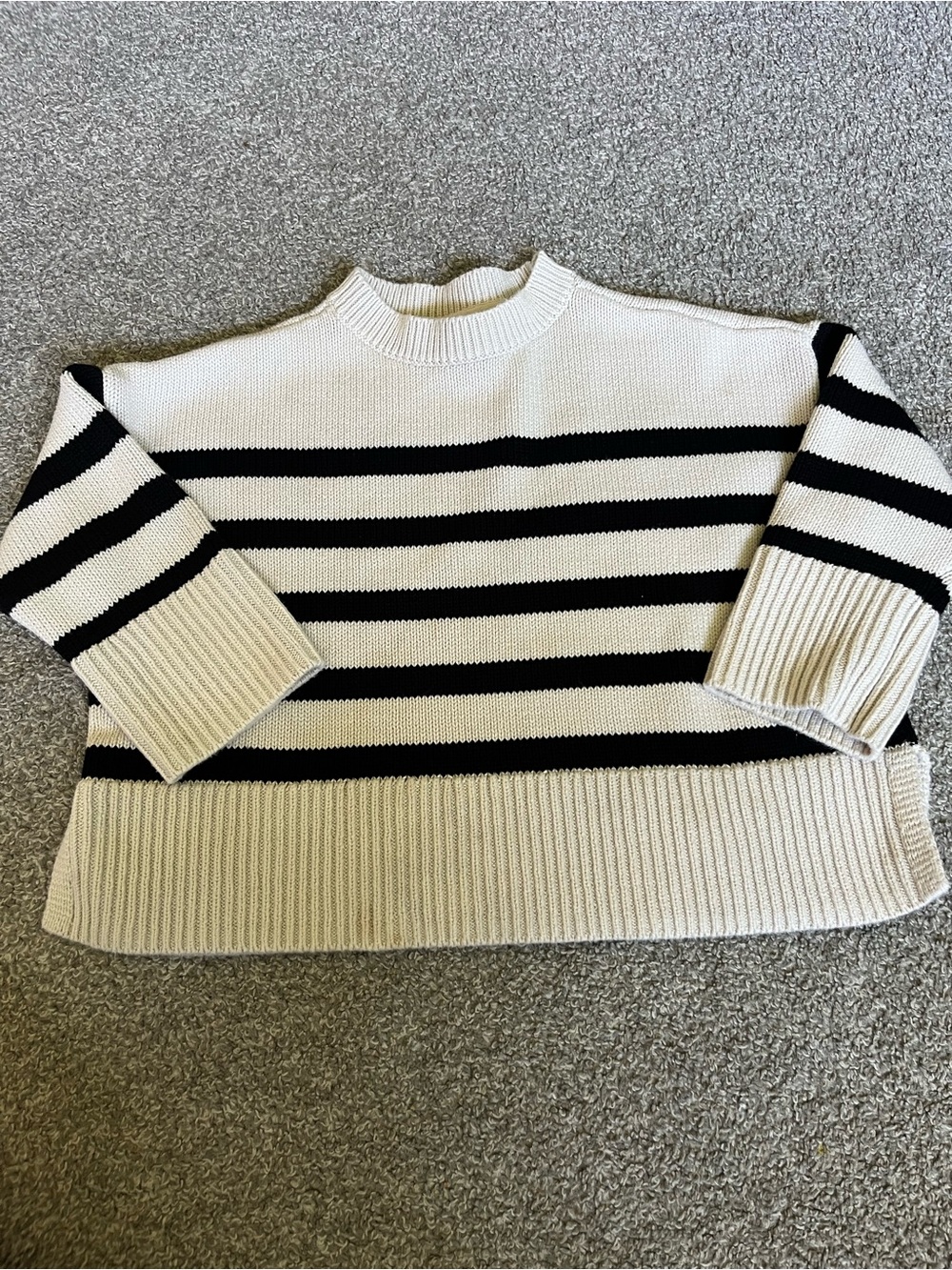 Gap Kids Black & Cream Striped Crewneck Sweater